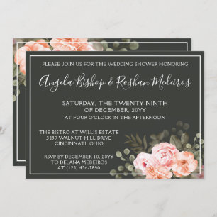Elegant Floral Blush Pink Botanical Wedding Shower Invitation