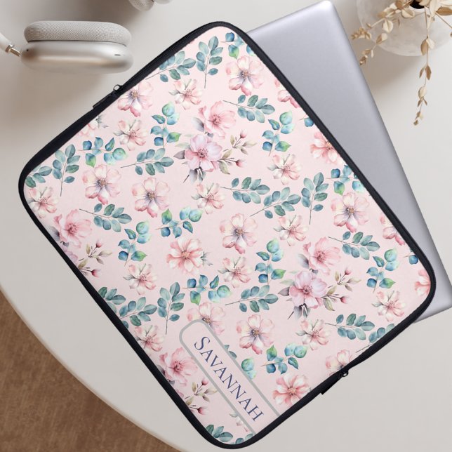 Elegant Floral Blush Pink Electronics Bag (Creator Uploaded)