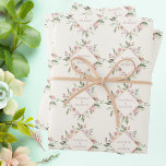 Elegant Floral Blush Pink Peony Monogram Wedding Wrapping Paper Sheet<br><div class="desc">Lovely pink and ivory floral wrapping paper with a beautiful diamond wreath of pretty blush and ivory peonies. This beautiful peony flower wedding gift wrap features the couple's names personalised in the design. Customise this cute wrapping paper for your friends on their special day or use this as a bride...</div>