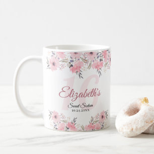 Elegant Floral Blush Pink Sweet 16 Coffee Mug