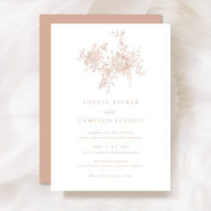 Elegant Floral Blush Pink Vintage Wedding Invitation
