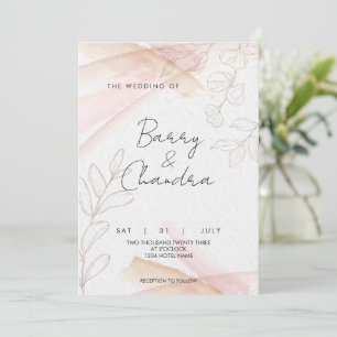 Elegant Floral Blush Pink Wedding  Invitation
