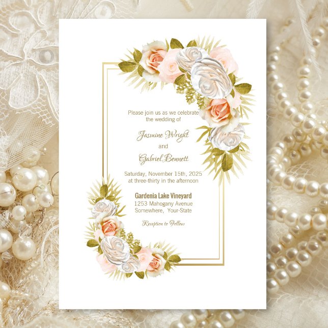 Elegant Floral Blush Pink Wedding Invitation (Creator Uploaded)