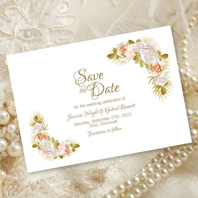 Elegant Floral Blush Pink Wedding Save The Date (Creator Uploaded)