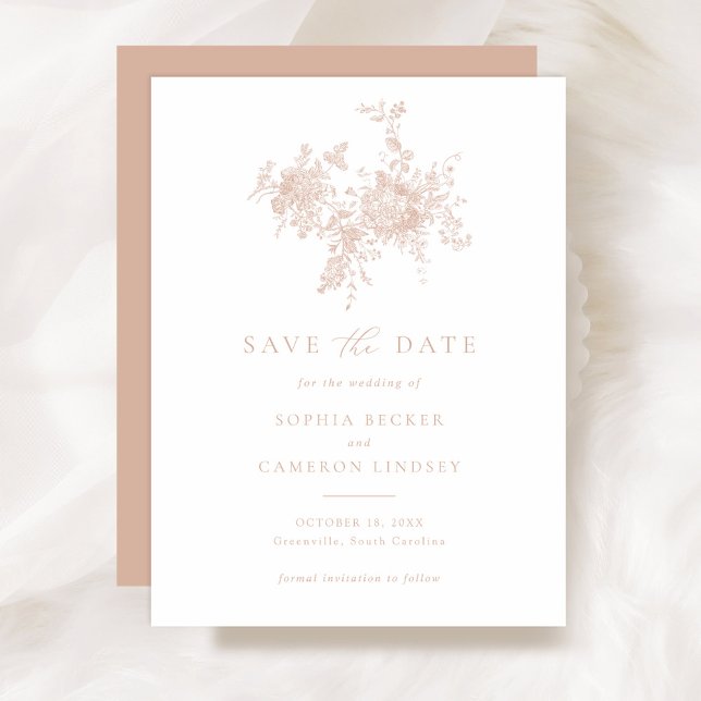 Elegant Floral Blush Pink Wedding Save the Date Invitation (Creator Uploaded)