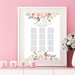 Elegant Floral Blush Pink Wedding Seating Chart