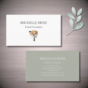 Elegant Floral Blush Roses Simple Botanical Business Card