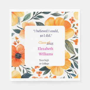 Elegant Floral Boho 2025 Graduation Napkin