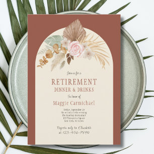 Elegant Floral Boho Retirement Dinner Invitation