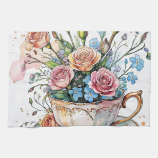 Elegant floral boho  tea towel
