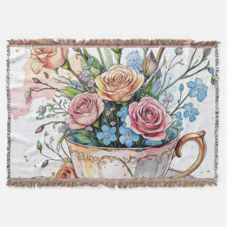 Elegant floral boho Throw Blanket