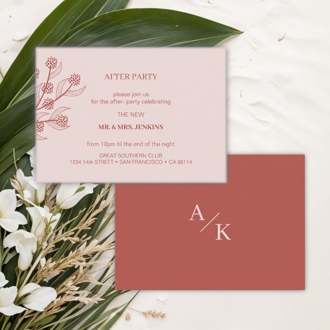 Elegant Floral Boho Wedding After Party Enclosure Card (Creator Uploaded)