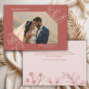Elegant Floral Boho Wedding  Thank You Card