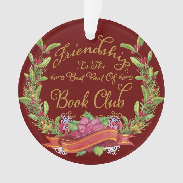 Elegant Floral Book Club Friendship  Ornament (Front)