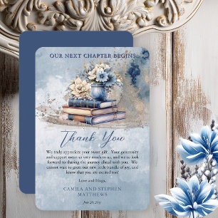 Elegant Floral Books Our Next Chapter Baby Shower Thank You Card