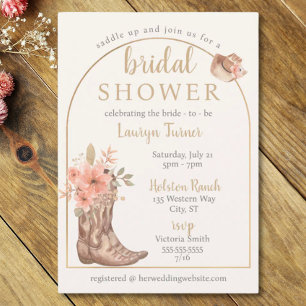 Elegant Floral Boots Cowgirl Bridal Shower Invitation
