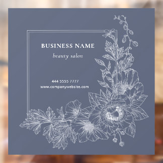 Elegant Floral Border Beauty Salon Dusty Blue