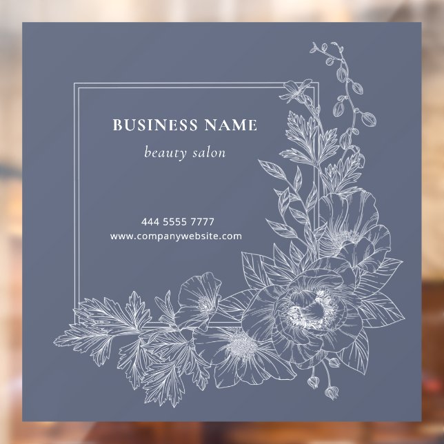 Elegant Floral Border Beauty Salon Dusty Blue (Sheet 2)