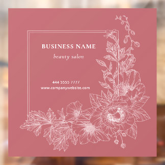 Elegant Floral Border Beauty Salon Dusty Pink