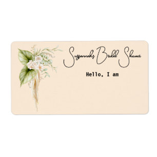 Elegant Floral Border Paper Label Name Tag