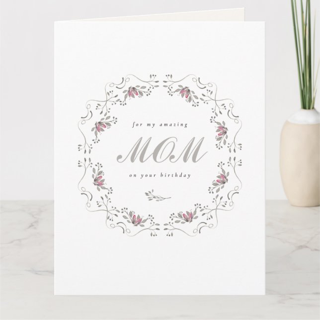 Elegant Floral Botanical birthday Mum Card (Front)