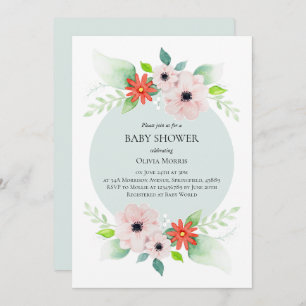 Elegant Floral Botanical Flowers Baby Shower Invitation