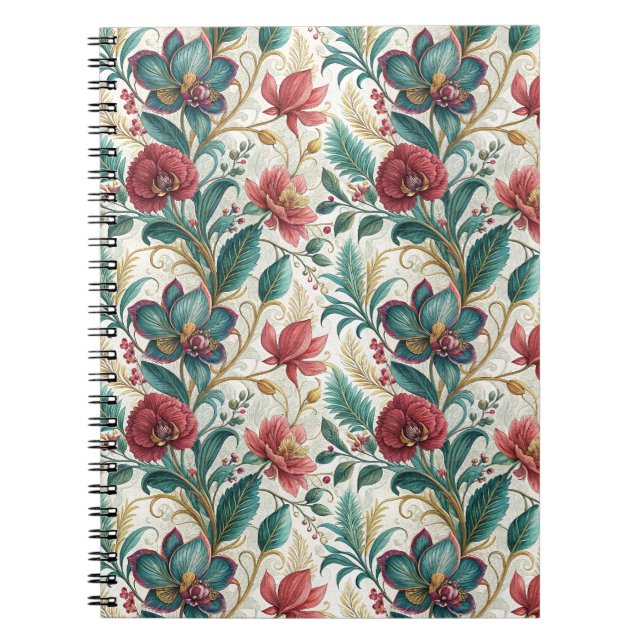 Elegant Floral Botanical Garden Flowers Pattern Notebook (Front)