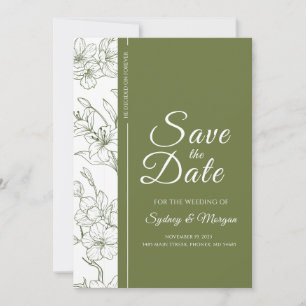 Elegant Floral Botanical Sage Green Save The Date Invitation