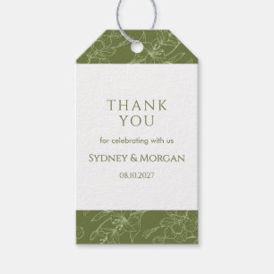 Elegant Floral Botanical Sage Green Wedding  Gift Tags
