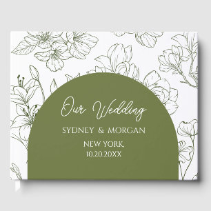 Elegant Floral Botanical Sage Green Wedding Guest Book