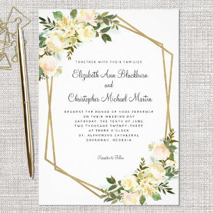 Elegant Floral Botanical Watercolor Chic Wedding Invitation