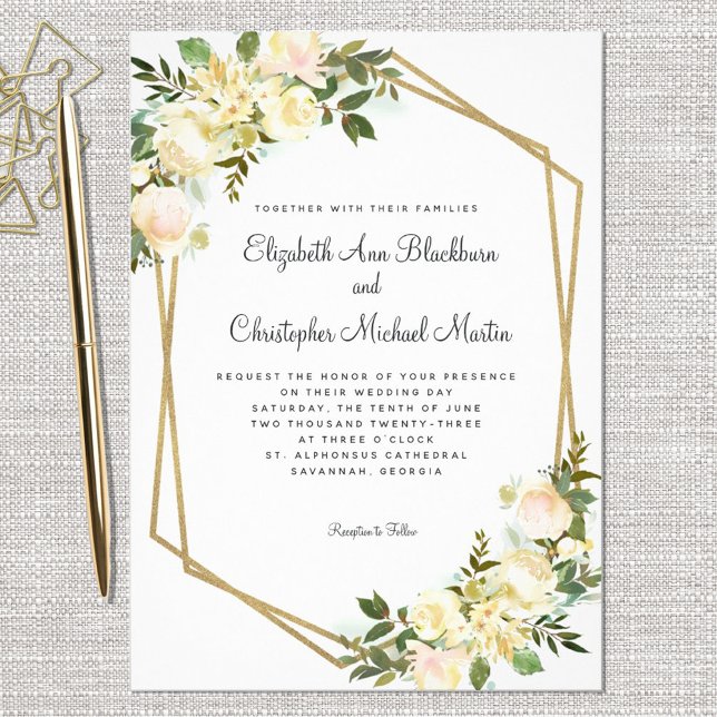 Elegant Floral Botanical Watercolor Chic Wedding Invitation (Creator Uploaded)