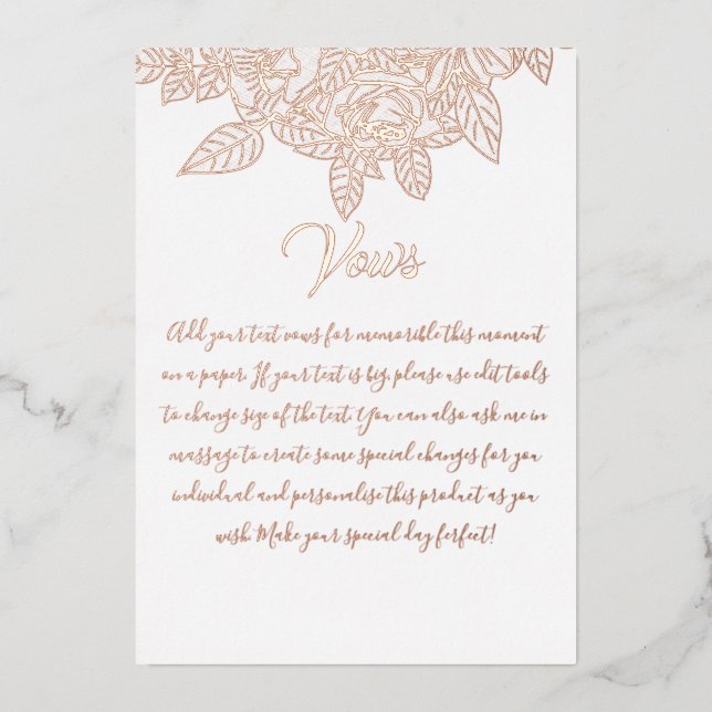 Elegant Floral Botaniqe Gold Foil Wedding Vows (Front)