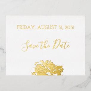 Elegant Floral Botaniqe Gold Wedding Save the Date Foil Holiday Postcard