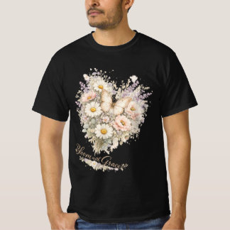 Elegant Floral Bouquet Heart T-Shirt – Vintage Flo