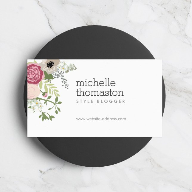 Elegant Floral Bouquet II Stylist, Blogger Business Card (Creator Uploaded)