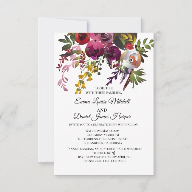 Elegant Floral Bouquet  Invitation (Front)