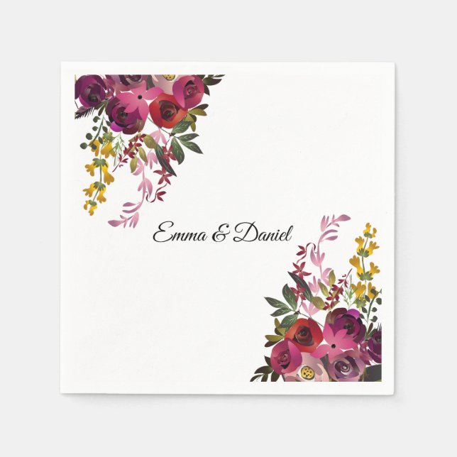 Elegant Floral Bouquet Napkin (Front)