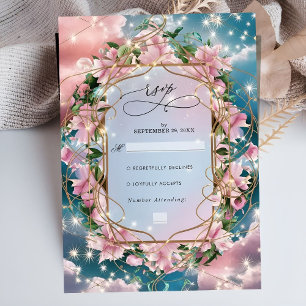 Elegant Floral Bouquet Rosy Wedding RSVP Card