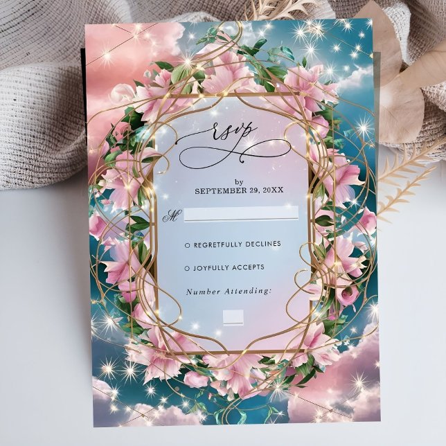 Elegant Floral Bouquet Rosy Wedding RSVP Card (Creator Uploaded)