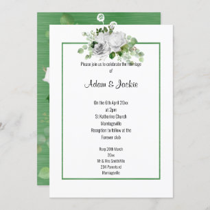 ELEGANT FLORAL BOUQUET SAGE TRIM WEDDING   INVITATION