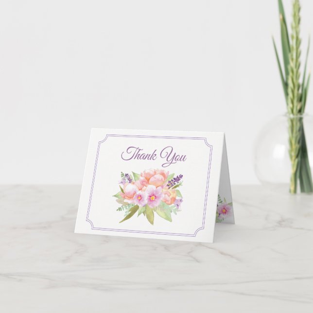Elegant Floral Bouquet Thank You Card (Front)