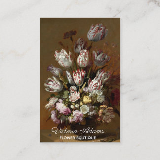Elegant Floral Bouquet - Vintage Dutch Fine Art Business Card