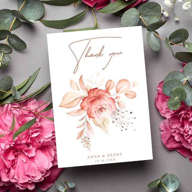 Elegant Floral Bouquet Wedding Thank You Card (Creator Uploaded)