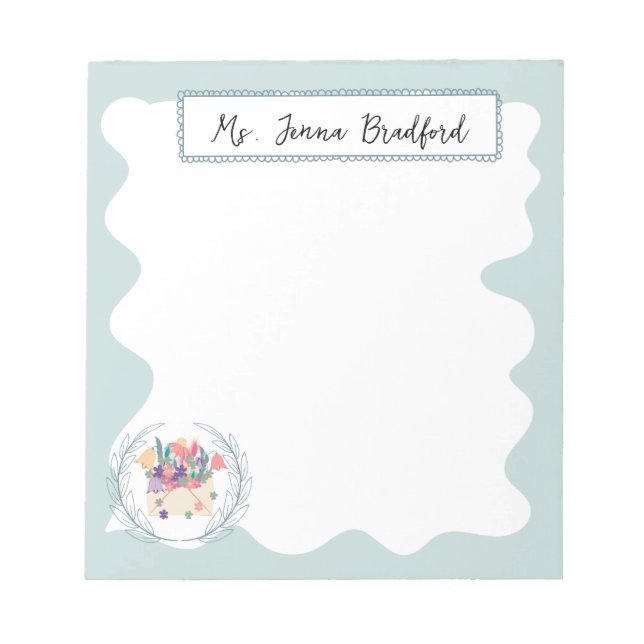 Elegant Floral Bouquet with Name Notepad (Front)