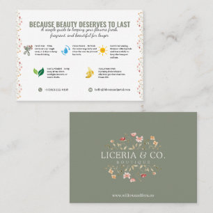 Elegant Floral Boutique Flower Care Business Card