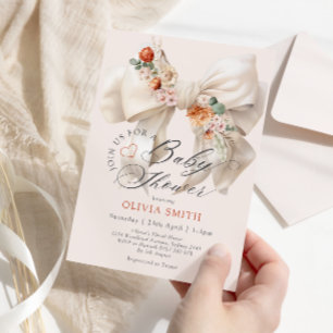 Elegant Floral Bow Baby Shower Invitation