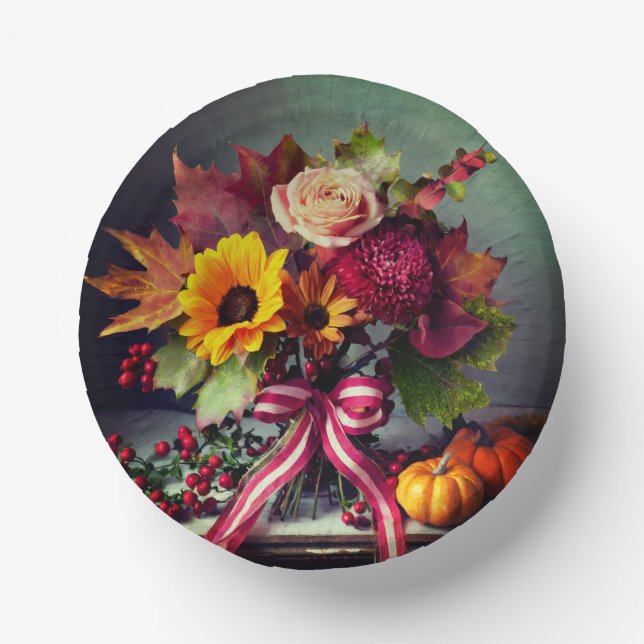 Elegant Floral Bowl, 7" Paper Bowl Paper Plate (Front)