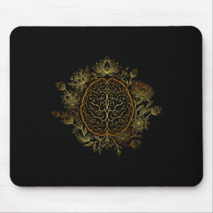 Elegant Floral Brain Lotus Spiritual Mindfulness Mouse Pad