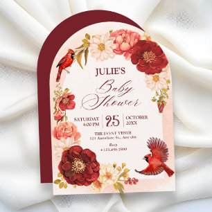 Elegant Floral branch bird baby shower Invitation
